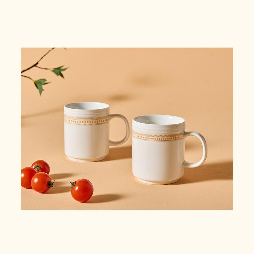 Керамическая кружка CORELLE Rosemont, 2 шт., столовая посуда, цвет слоновой кости и оранжевый