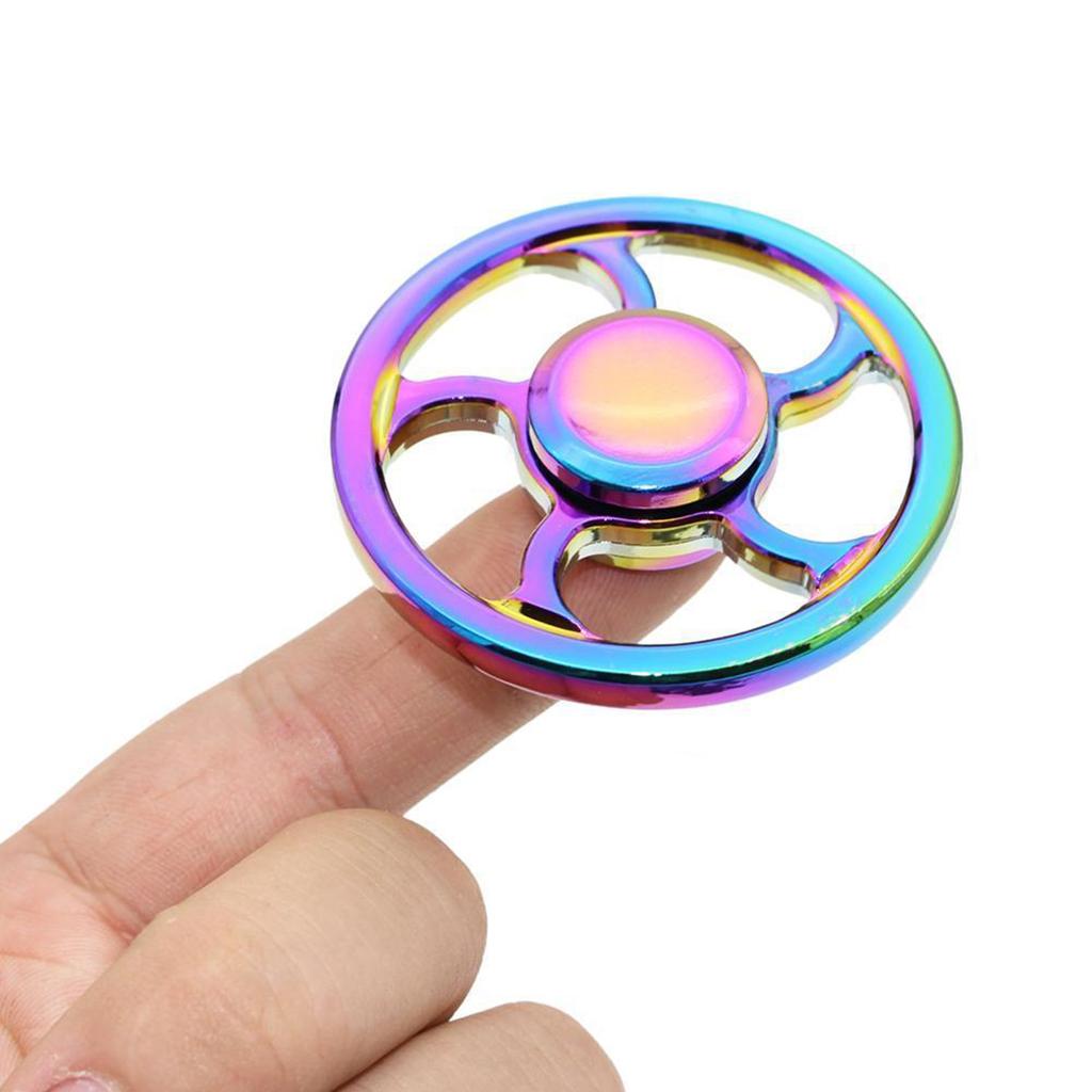 Радужный цвет алюминиевого колеса с круглым ручным пальцем Spinner Fidget EDC Focus Toy Gyro