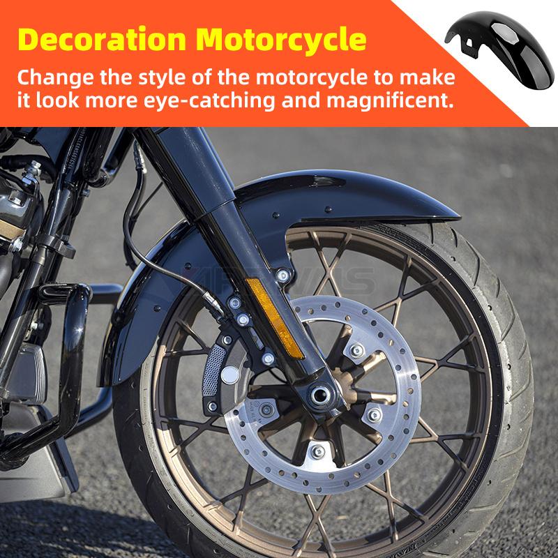Motorcycle Steel Front Fender Mudguard Cover Protector Splash Gloss Black For Harley Touring Road King Street Glide 2014-2023