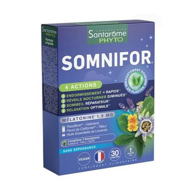 Santarome Phyto - Somnifor 4 Действия - Мелатонин 1,9 мг + Растения - 30 таблеток