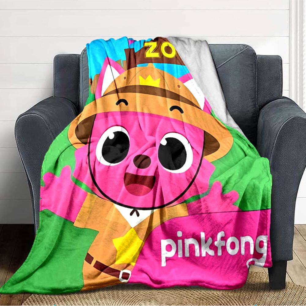 1pc Pinkfong Shark (2) Blanket, Gift, for Men and Women, Soft Blanket, Good for Sofa Bed Couch Travel, Lightweight Flannel Blanket