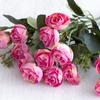 1 Bouquet Artificial Flower Eco-friendly Anti-fade Plastic Simulation Rose Flower Decor for Wedding
