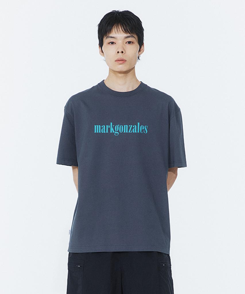 MARK GONZALES Serif Mg Logo Short Sleeve T-Shirt - Charcoal
