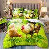 Постельный комплект размера King для взрослых, пододеяльник, принт петух, курица, овца, корова, хомяк, животное, домашняя птица, покрывало для двуспальной кровати с наволочками