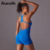 Auroth Backless Fitness Bodysuit Women Seamless Shorts One Piece Yoga Romper Workout Running Sports Jumpsuit