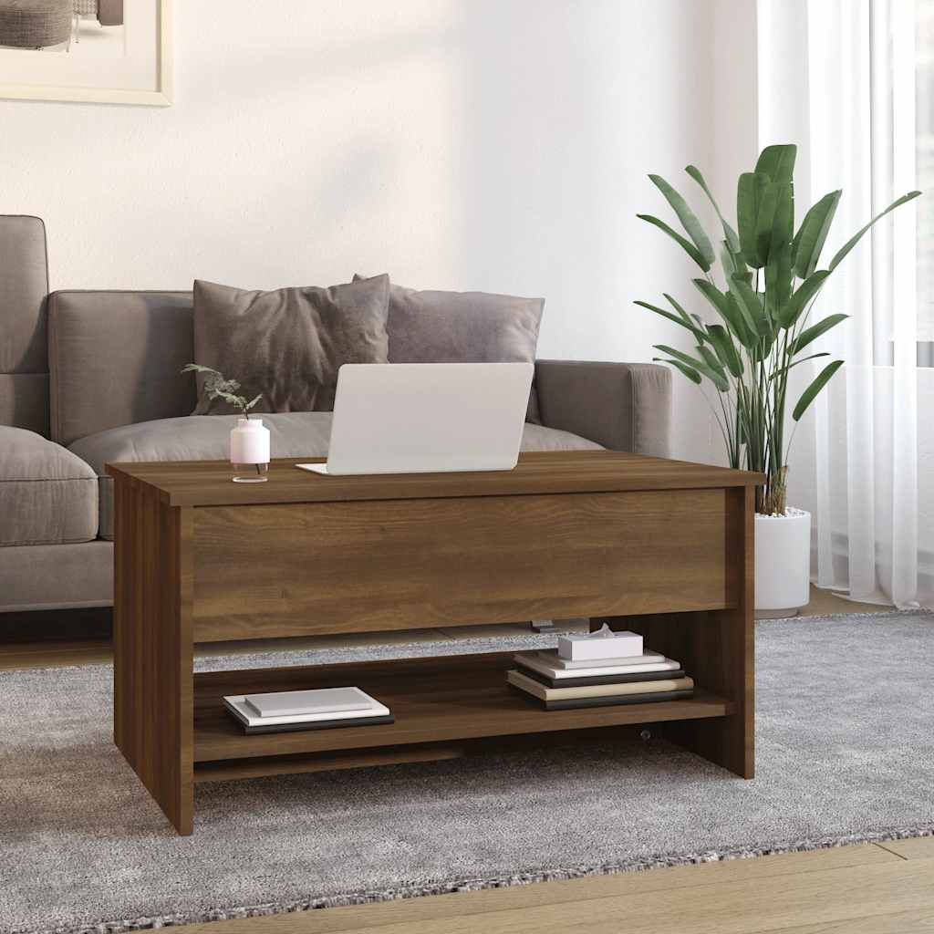 Coffee Table Brown Oak Look 80 x 50 x 40 cm Engineered Wood