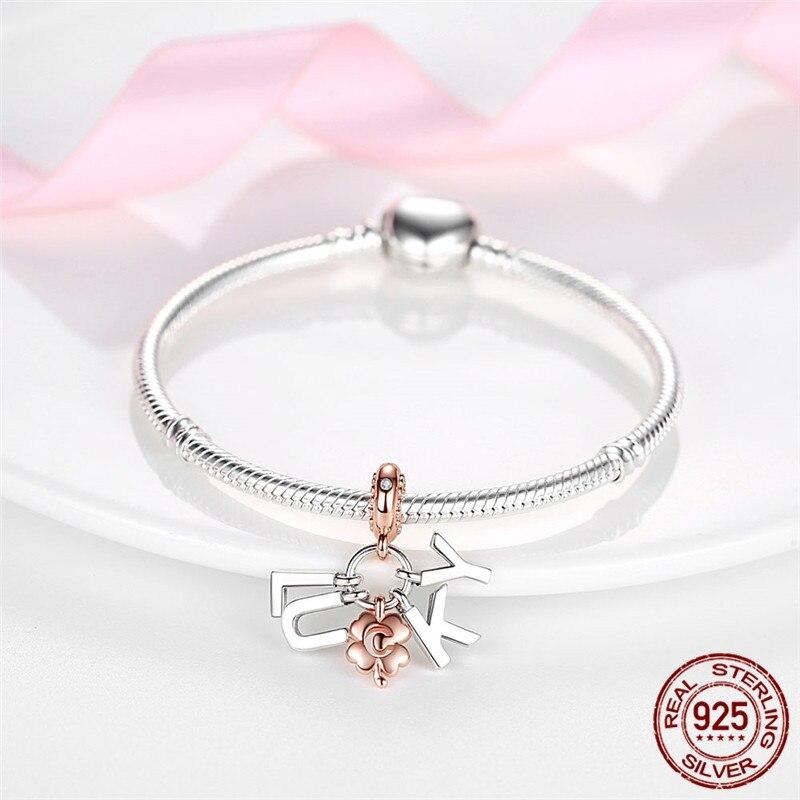 Серия из серебра и розового золота 925 пробы, подвеска в виде бусины, браслет с подвесками, изготовление ювелирных изделий, подарок для женщин