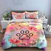 Floral Paw Print Design Bedding Duvet Cover Set Duvet Cover Pillowcases  (1*Duvet Cover 2*Pillowcases, without duvet insert)