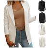 Women Solid Open Front Cardigan Formal Suit Long Sleeve Blouse Coat