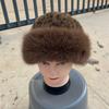 Шапка Женская Утепленная Ретро Леопардовый Принт Однотонная Защита Ушей Шапка Показывает Маленькое Лицо Монгольский Холодный Ветер Уличная Шапка-Дыня Термальная Шапка-Тазик