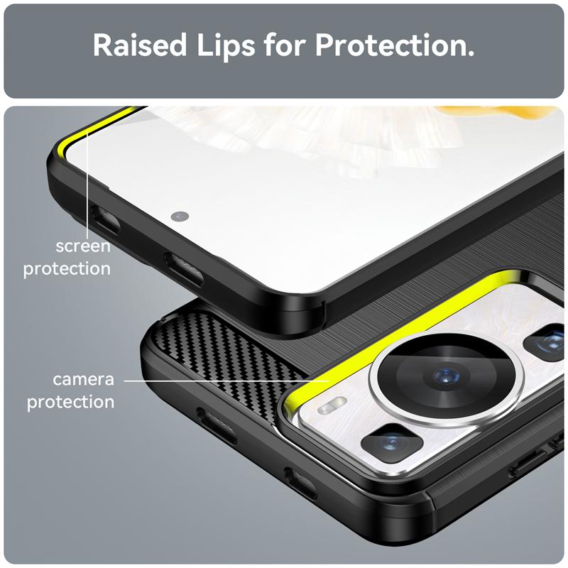 Для чехла Huawei P60 Pro Крышка Huawei P60 Pro Capas Новый Телефон Задний Противоударный Бампер Мягкий ТПУ Чехол из Углеродного Волокна Huawei P60 Pro