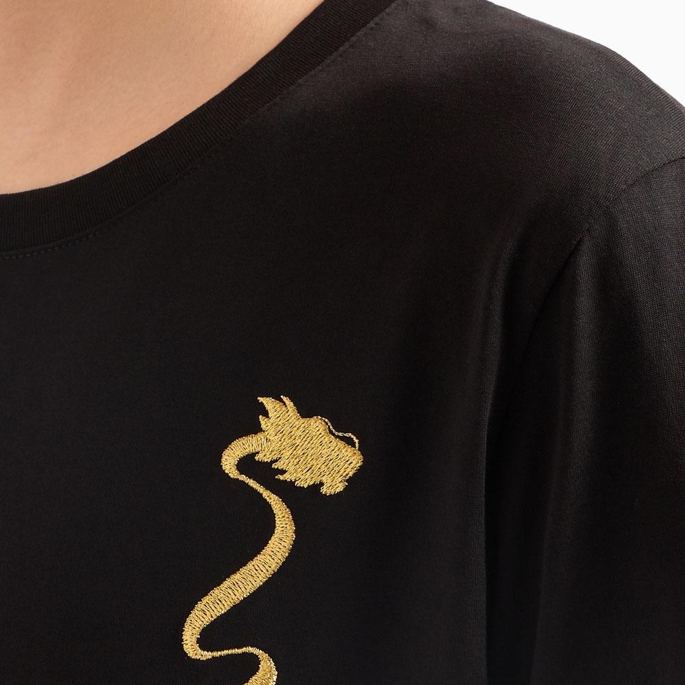 Armani Exchange Женская футболка с круглым вырезом и длинным рукавом, вышивка 'Letter Dragon', черная 3DYT41-YJCNZ-1200