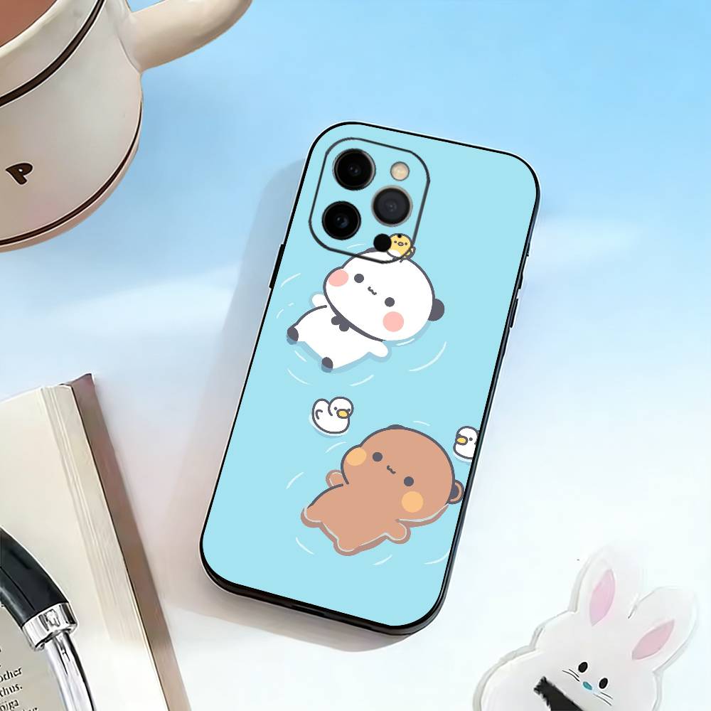 Милый Чехол для Телефона BuBu-DuDu Du Для iPhone 17,16,15,14,13,12,11 Plus,Pro Max,XS,Мягкий Силиконовый Черный Чехол