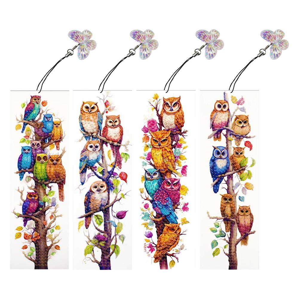 4Pcs Special Shape Butterfly Flower Diamond Bookmark Art Projects DIY Bookmarks Diamond Painting Kits for Kids Adults Beginners