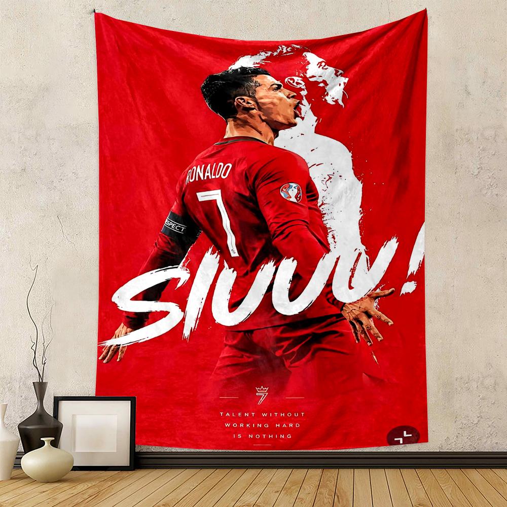 Red footballer number 7 celebration gesture patterned tapestry for bedroom and living room home decor sofas
