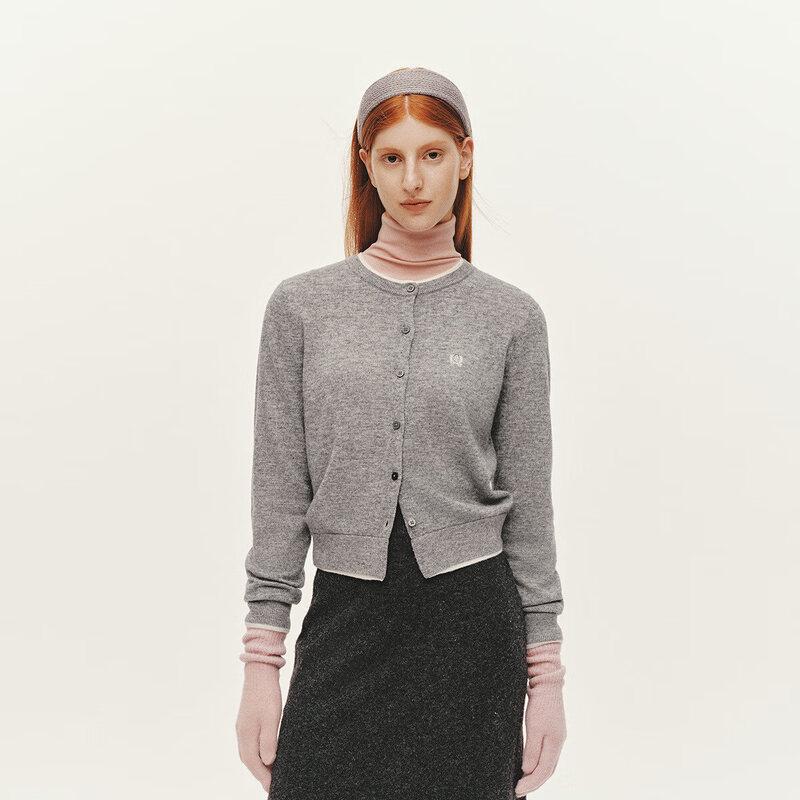 Semir Women's Faux Two-Piece Embroidered Knit Cardigan