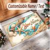 Fish Ocean Theme Soft Crystal Velvet Rug Custom Name & Text Print Non Slip Floor Rug for Bedroom Living Room