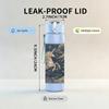 1PC Vintage Stone Lion Sculpture Print 750ml Color Plastic Sports Water Bottle Leakproof Flip Straw Lid Suitable for Sports Office Home Use