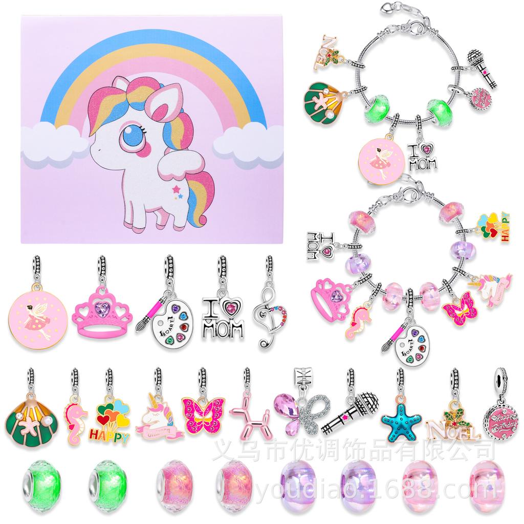 Рождественский адвент-календарь 2025 года, подарочная коробка, креативный браслет «сделай сам» со снеговиком и Санта-Клаусом, обратный отсчет, коробка-календарь для девочек, подарок на Новый год