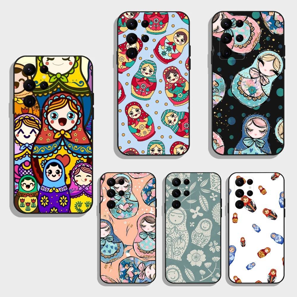 D-Russian Dolls Matryoshka Phone Case For Samsung S26,S25,S24,S23,S22,S21,S20,Plus,Fe,Lite,Others Black Cover