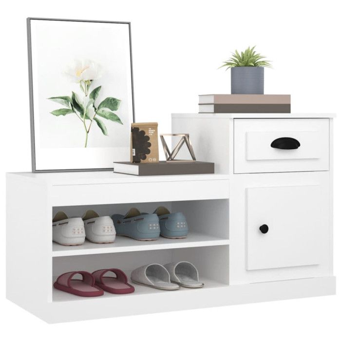 VidaXL Shoe Cabinet White 100x42x60 Cm Engineered Wood 816416