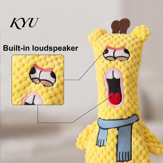 Durable Plush Toys for Daily Chewing Stuffed Animal Dog Toy, Squeaky Pet Chew Funny Cartoon Character Bear Bunny Deer Design, Teething Toy Puppies,