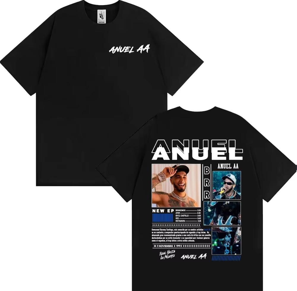 Rapper Anuel AA Rhlm 2 Album Tour Tshirts 2026 Spring summer Fashion Hip Hop Luxury Casual Vintage Short Sleeve Top Unisex
