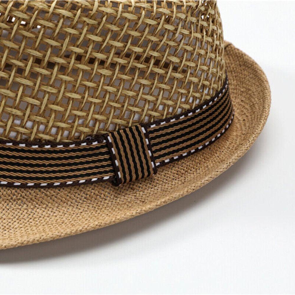 Short Brim Sun Cap Breathable Floral Hat Outdoor Straw Fedora Hat  Summer