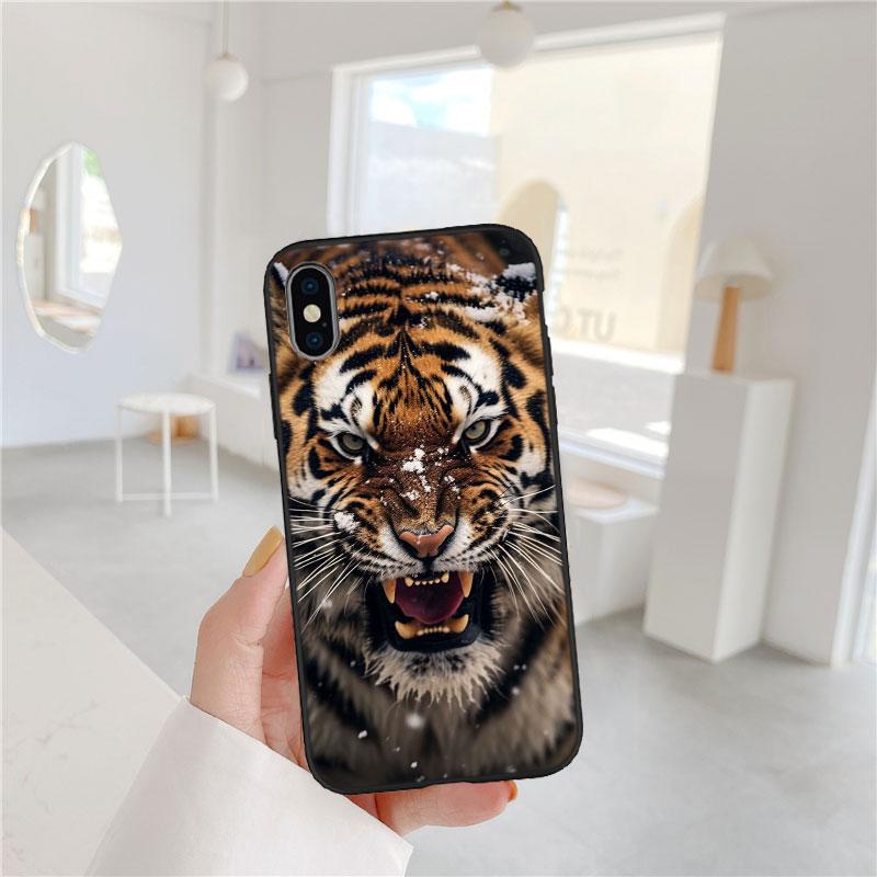 FM3 Животное Волк Тигр Лев Мягкий Чехол для Телефона для iPhone 16 15 14 13 12 Pro Max Plus Mini