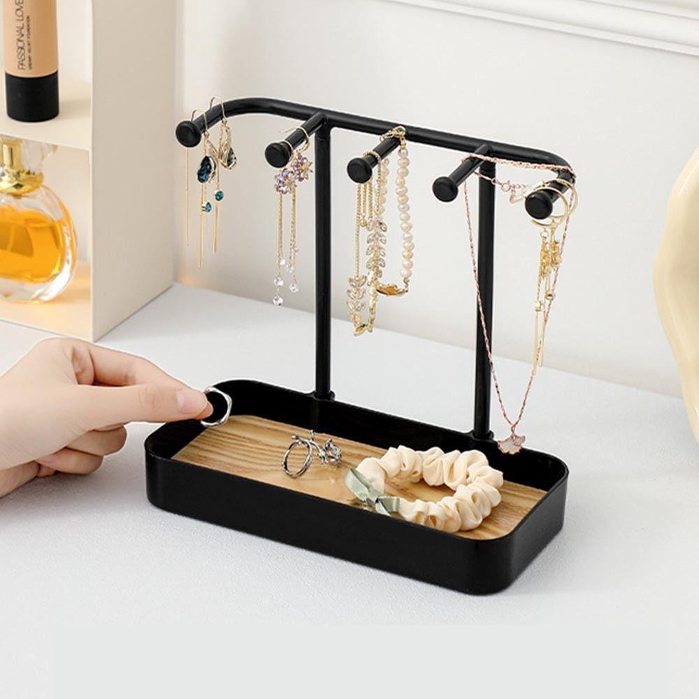 with Storage Box Base Earrings Display Rack Wooden Jewelry Holder  Shower Accessories