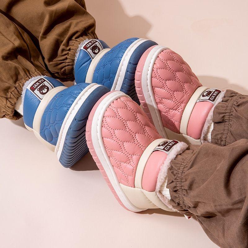 Детские хлопковые туфли зимние утолщенные ПУ кожаные водонепроницаемые домашние хлопковые тапочки противолыжные ботинки для мальчиков и девочек