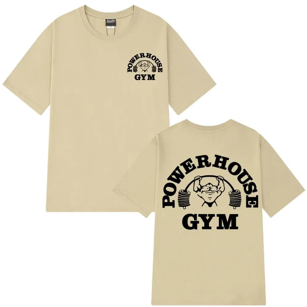 Футболки с графическим логотипом Powerhouse Gym Унисекс Wounisex Олимпия Фитнес Футболки с коротким рукавом Летние Чистый Хлопок Винтажные Унисекс Футболки Топы