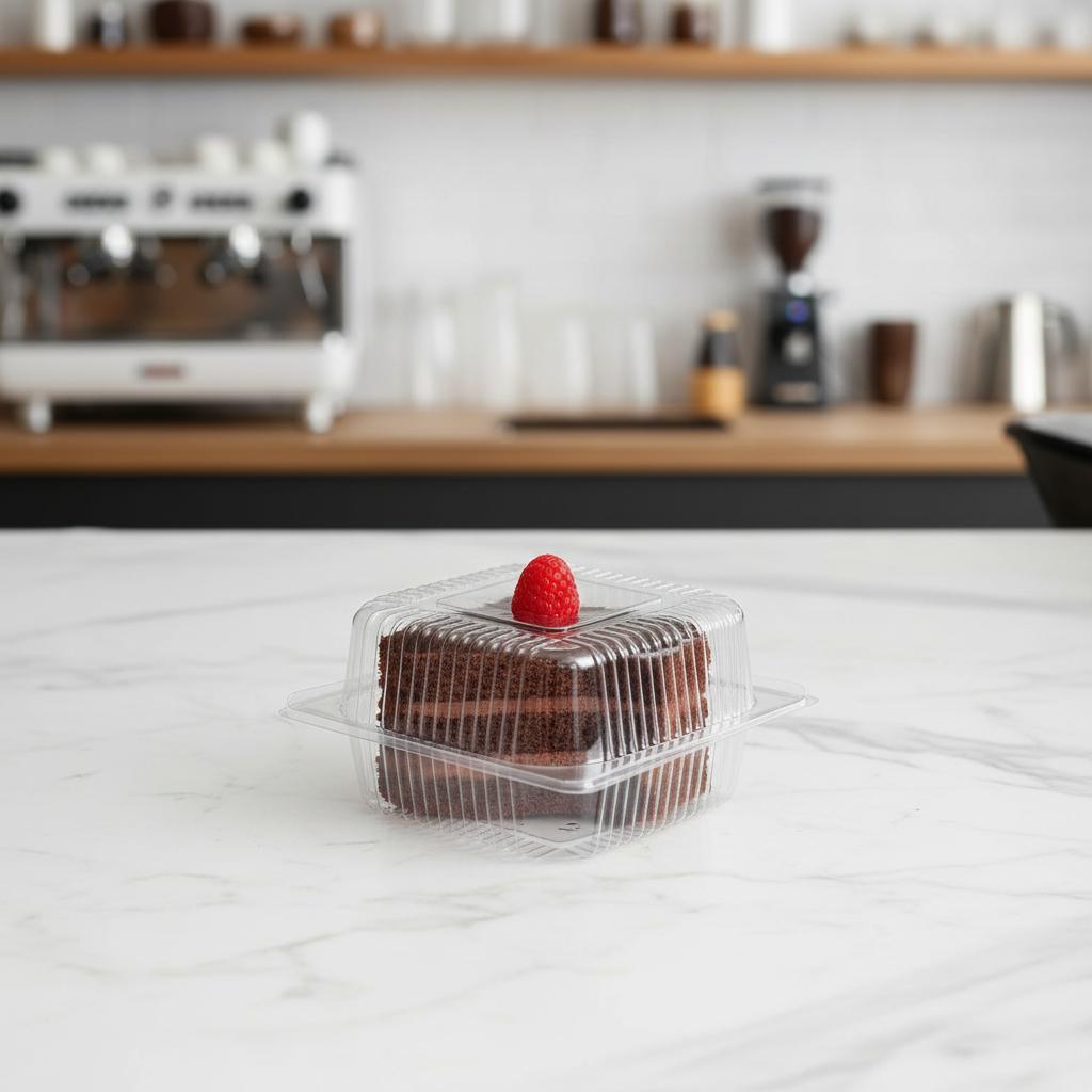 Disposable Plastic Food Containers Transparent Flip Lid with Cover for Desserts Burgers Cakes