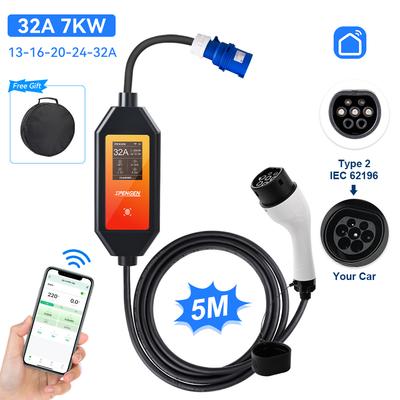 IPENGEN Тип 2 IEC62196-2 Портативное зарядное устройство для электромобилей 7 кВт 32 А Тип 1 J1772 EVSE Кабель для быстрой зарядки GBT 20234 Вилка CEE Управление через WiFi APP