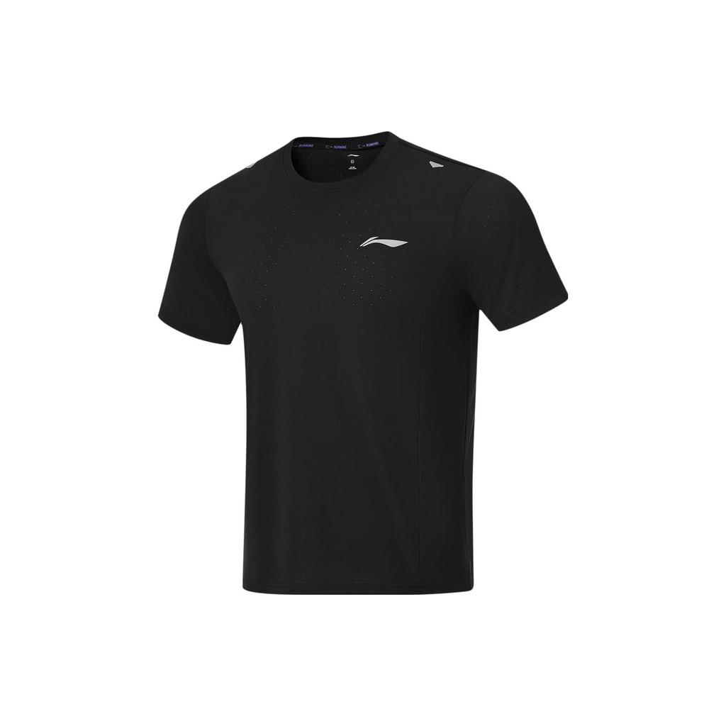 Футболка Li Ning Running Series однотонная светоотражающая быстросохнущая с коротким рукавом для мужчин, черная ATST517-1