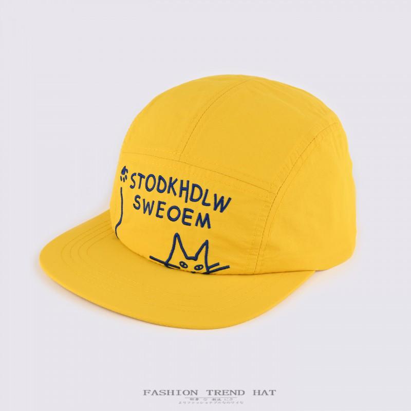 Quick-Dry Embroidered Cat Baseball Cap Unisex Breathable Sun Protection Flat Brim Hat