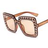 Retro Big Square Frame Crystal Sun Glasses Eyewear Square Sunglasses Oversized Sunglasses