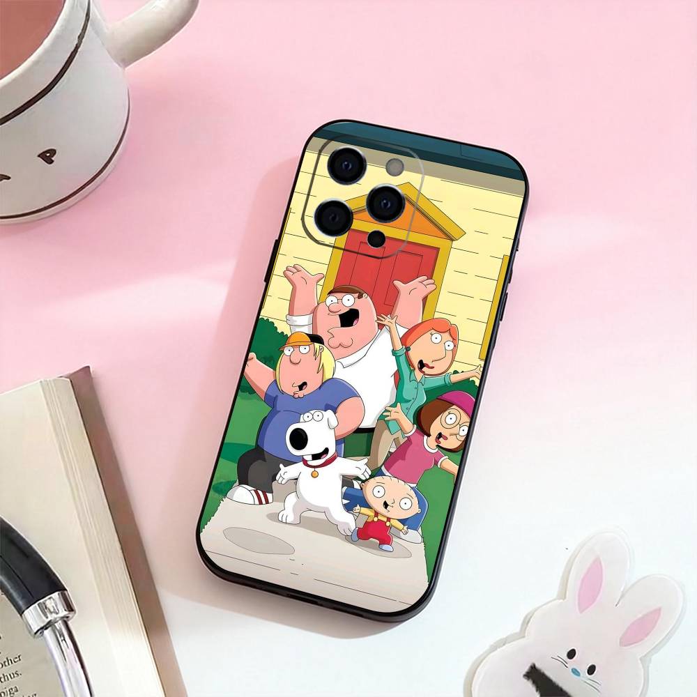 Cartoon F-Family Funny Guy Phone Case For iPhone 17,16,15,14,13,12,11 Plus,Pro Max,Soft Silicone Black Cover