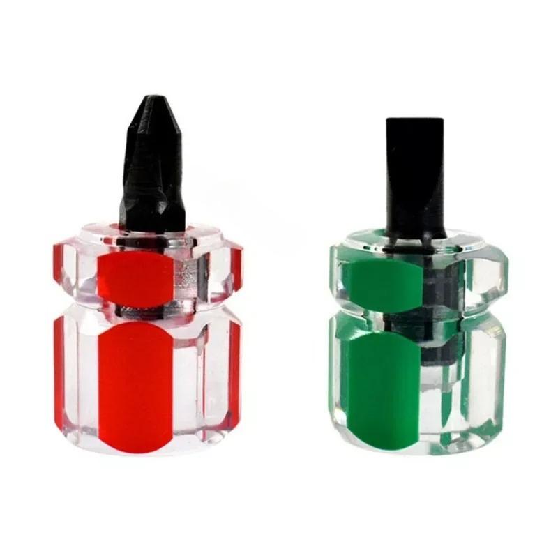2pcs Mini Small Portable Radish Head Screw Driver Transparent Handle Repair Hand Tools Precision Car Repair Screwdriver Kit Set