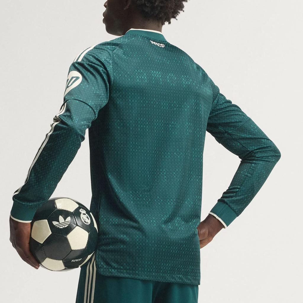 adidas Оригинал Реал Мадрид Сезон 26/27 Выездная Быстросохнущая Приталенная Полосатая Футбольная Рубашка с Длинным Рукавом Версия Игрока Мужские топы KC3980