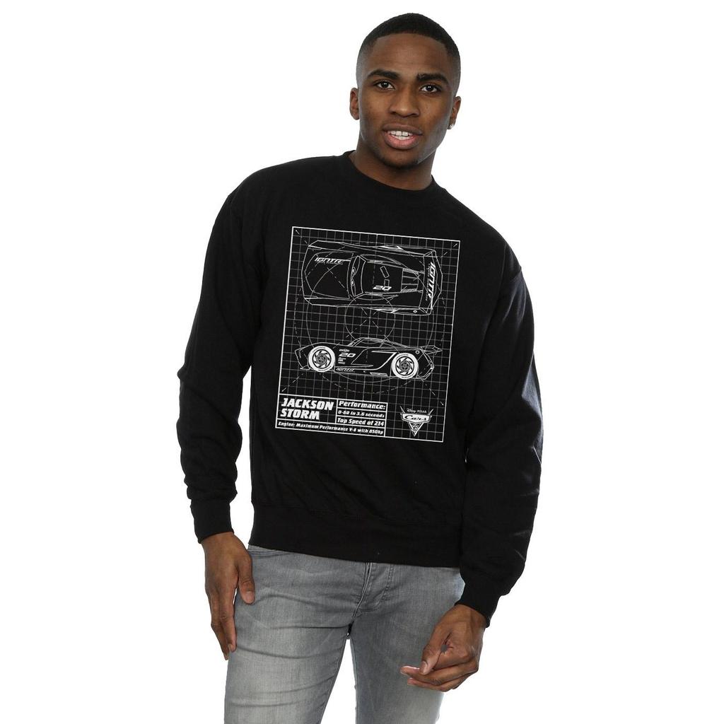 Disney Mens Cars Jackson Storm Blueprint Sweatshirt