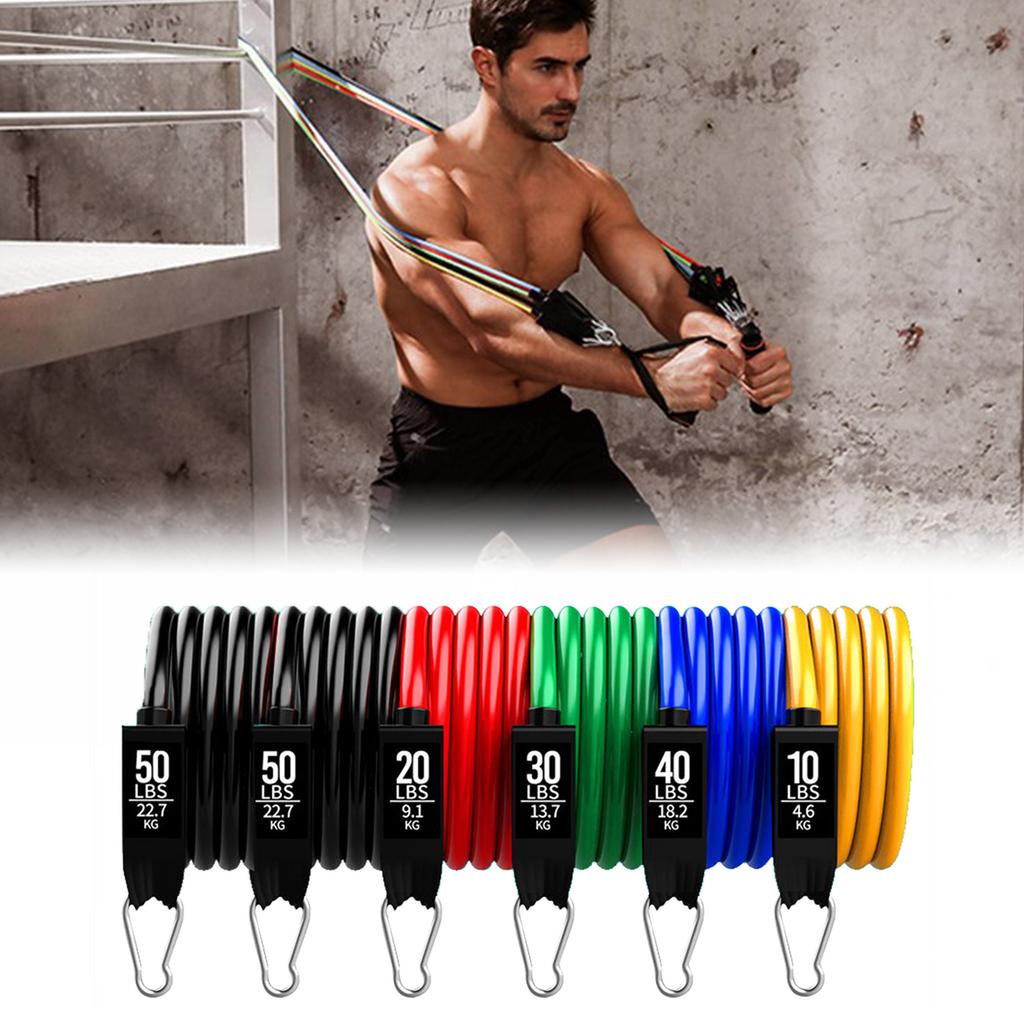 11Pcs Resistance Bands Set Door Anchor Leg Strap 200lb Multifunctional Fitness Set for Home Gym Office