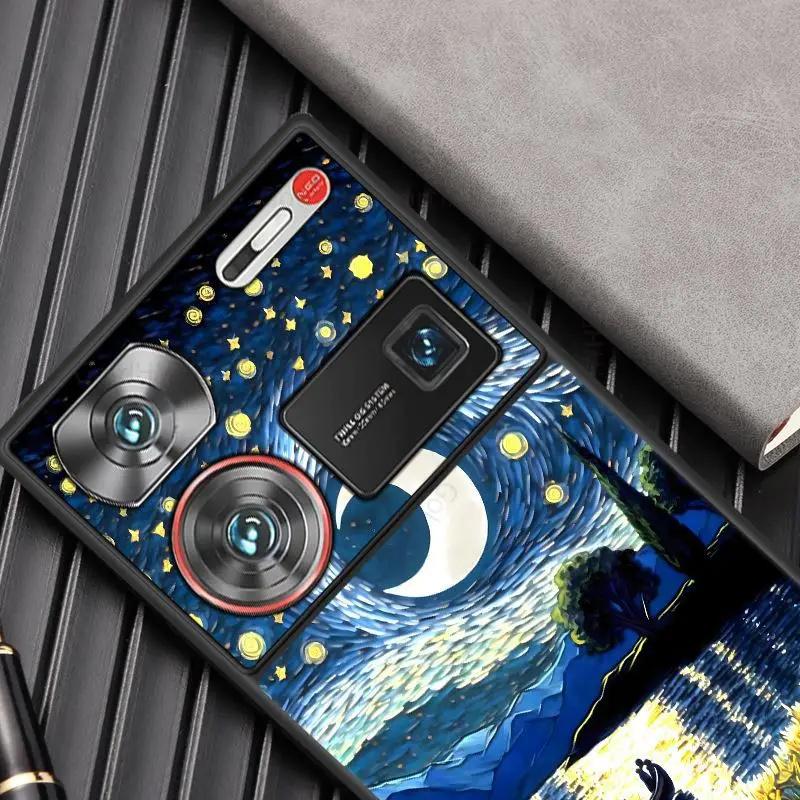 Capa For ZTE Nubia Z60 Ultra Starry Night Moon Leather Phone Case For Nubia Z50S Pro Soft Silicone Bumper Phone Cover For Nubia Z60 Z50 Ultra Fundas