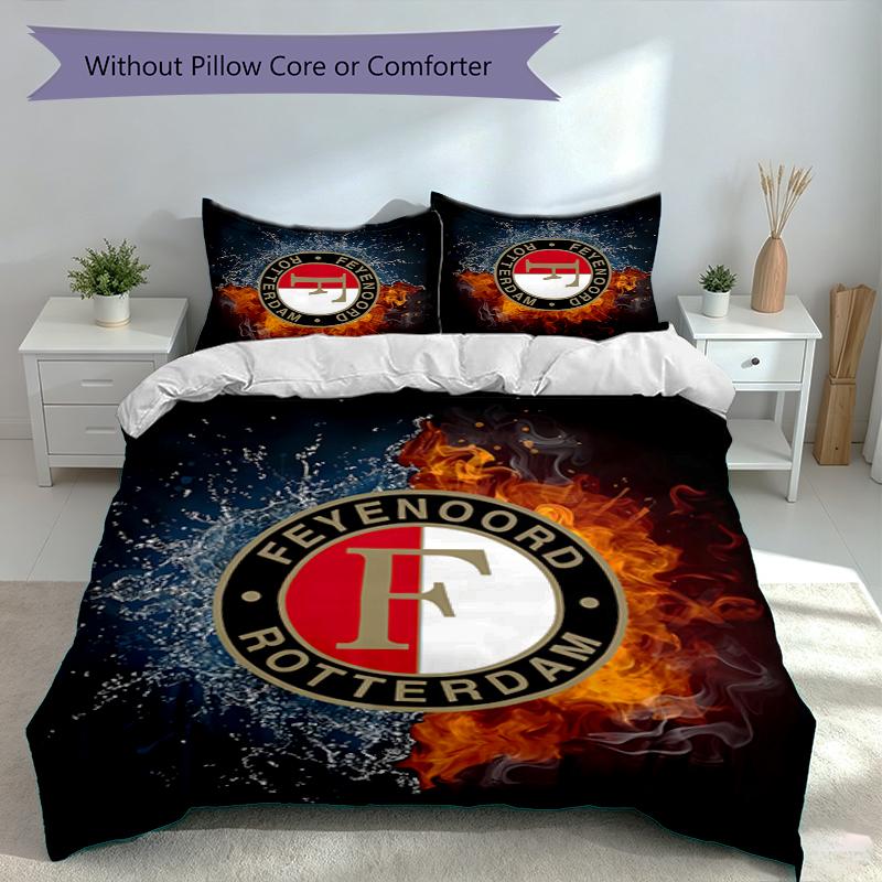 3pcs Feyenoord Rotterdam logo Duvet Cover Set, Includes 1 Duvet Cover and 2 Pillowcases,Skin-Friendly&Comfortable Fabric,Suitable Bedding Sets