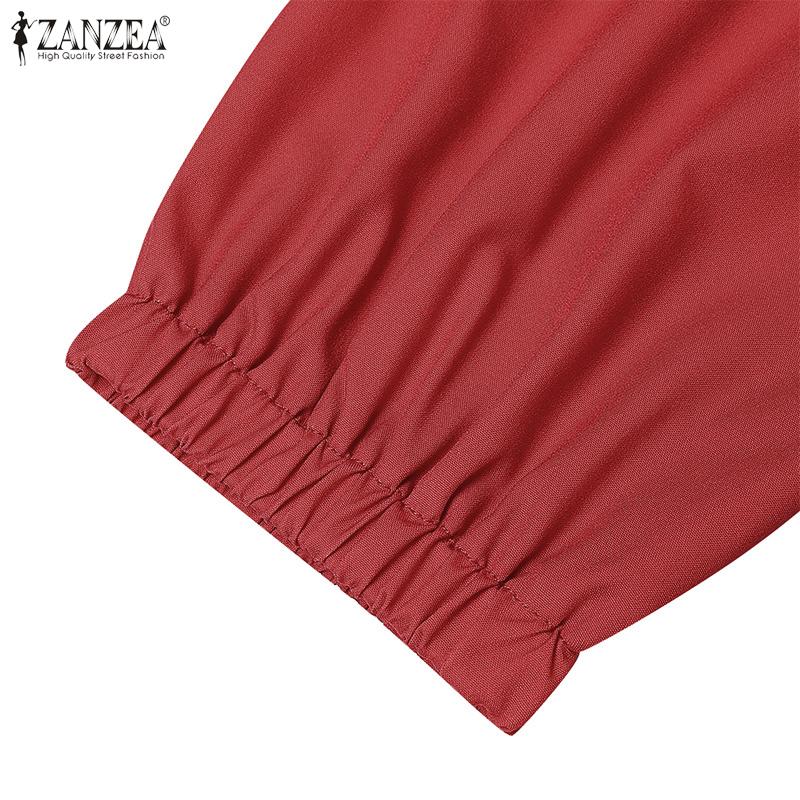 ZANZEA Женское повседневное платье с круглым вырезом и длинными рукавами с цветочным принтом