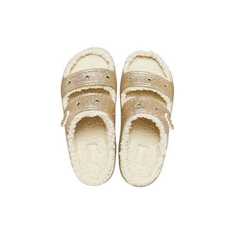 Crocs Классические блестящие теплые флисовые EVA бесшумные шлепанцы женские сандалии разноцветные 208124-93S