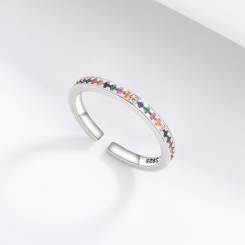 BF CLUB Silver Color Simple ZirconRings For Women Geometric Fashion Open Adjustable Handmade Party Jewelry Gift Allergy