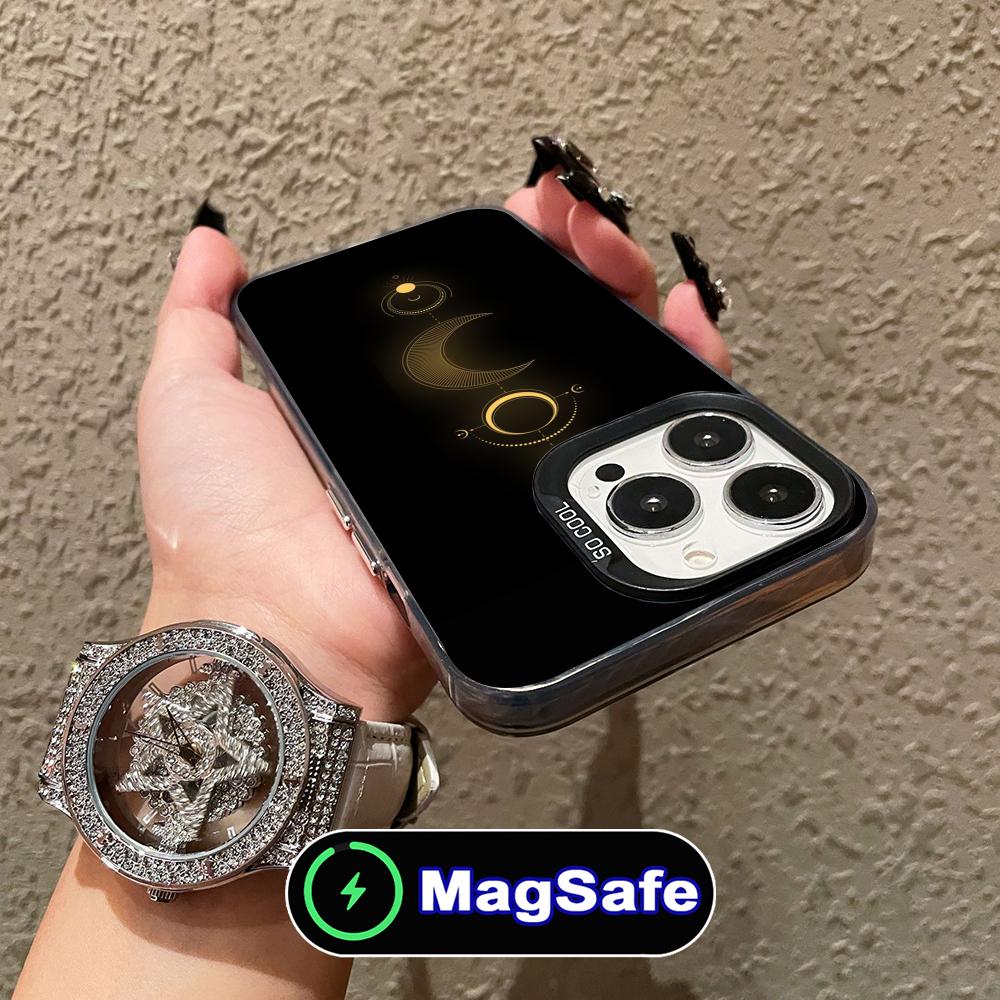 Sun Moon Mobile Cell Phone Case for iPhone 17 16 15 14 13 12 11 Air Pro Max Plus MagSafe Translucent Colorful Cover Smartphone