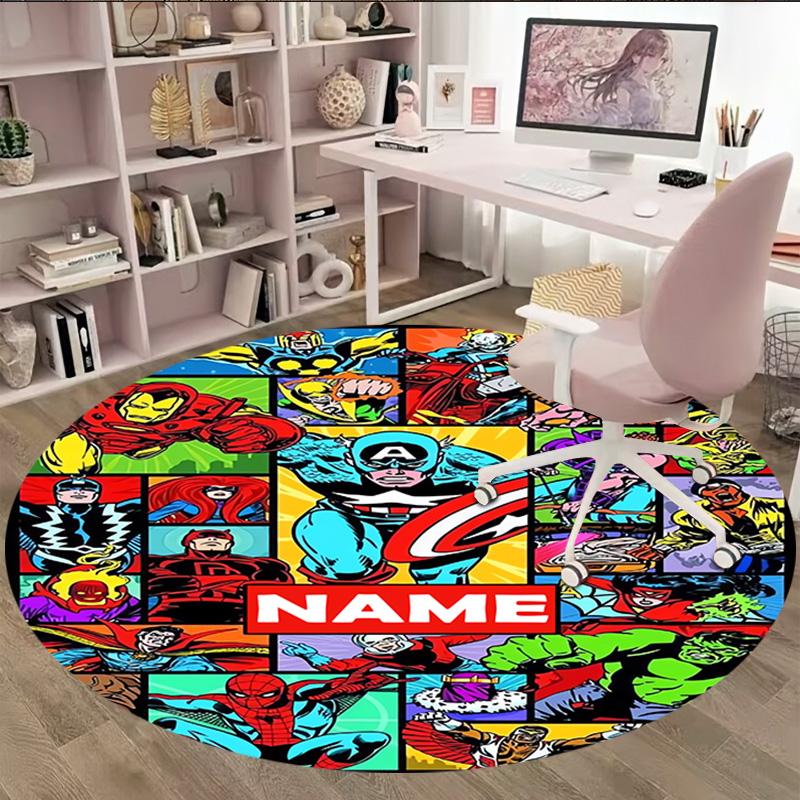 Customizable M-Marvel3 Round Non-Slip Carpet - Ideal for Garden, Picnic, Office, Perfect for Decoration, Suitable For All Seasons