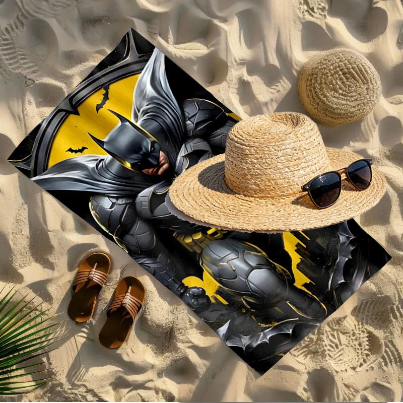 Superheroes Print Beach Towel Design, Soft, Lightweight. for Home Bathroom, Spa, Pool, Yoga, Surfing, Camping, Gift for Family, Friend